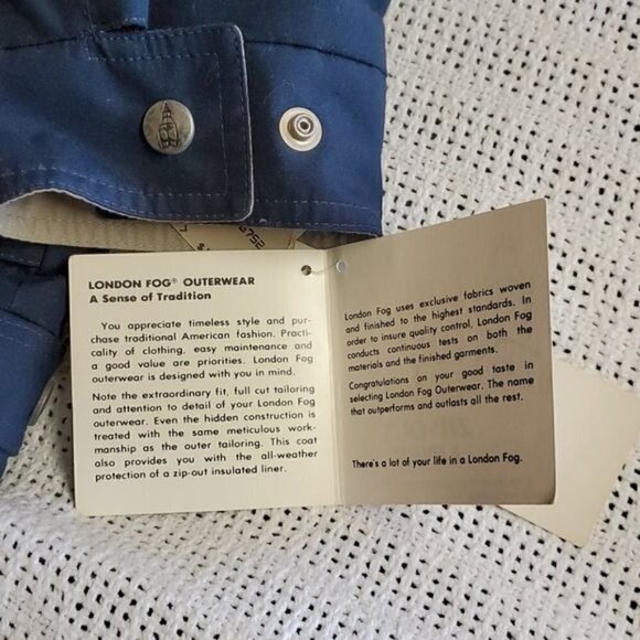 London Fog Lawrence Cinched Removable Insulated Liner Blue Sz. 42R Jacket - Picture 12 of 15